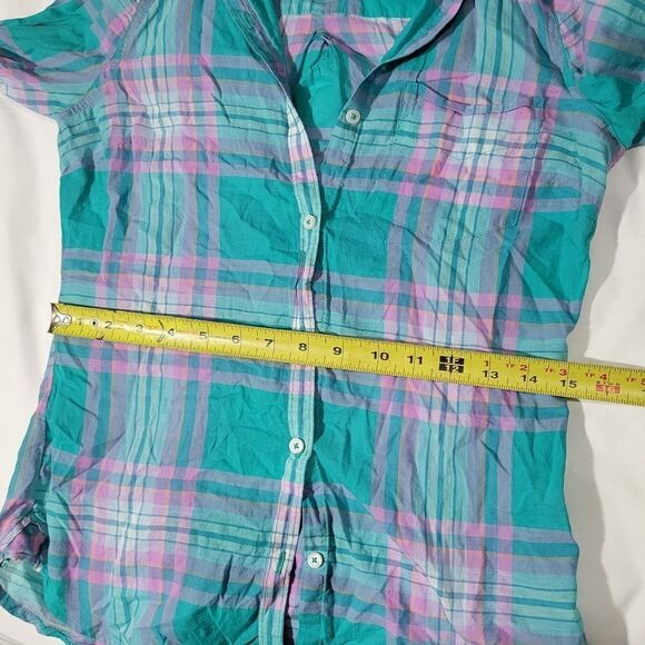 SO plaid 3/4 sleeve button up shirt - Picture 7 of 9